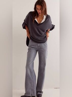 NWOT Free People Venice V-Neck Oversized Sweatshirt.